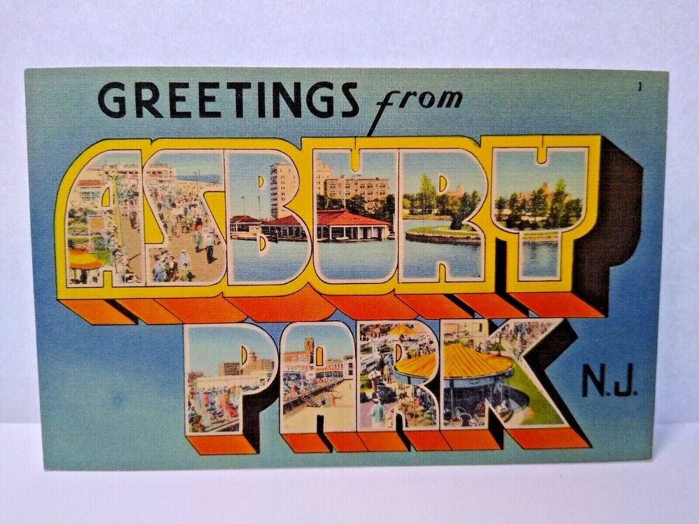 Greetings From Asbury Park New Jersey Postcard Large Letter Beach Boardwalk Town